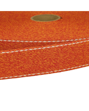 20m spool of mottled saddle stitch strap 30mm orange