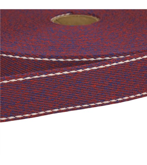 Bobine 20m sangle chinée point sellier 30mm prune