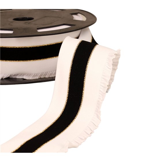 Bobine 10m élastique monte jupe bandes métal 60mm blanc