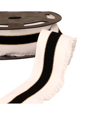 Carrete 10m alzas elasticas falda tiras metalicas 60mm blanco