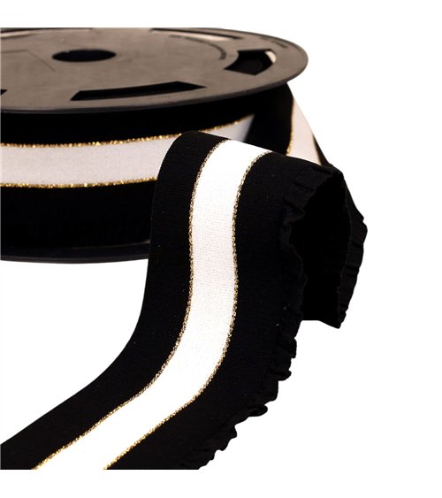 Bobine 10m élastique monte jupe bandes métal 60mm noir