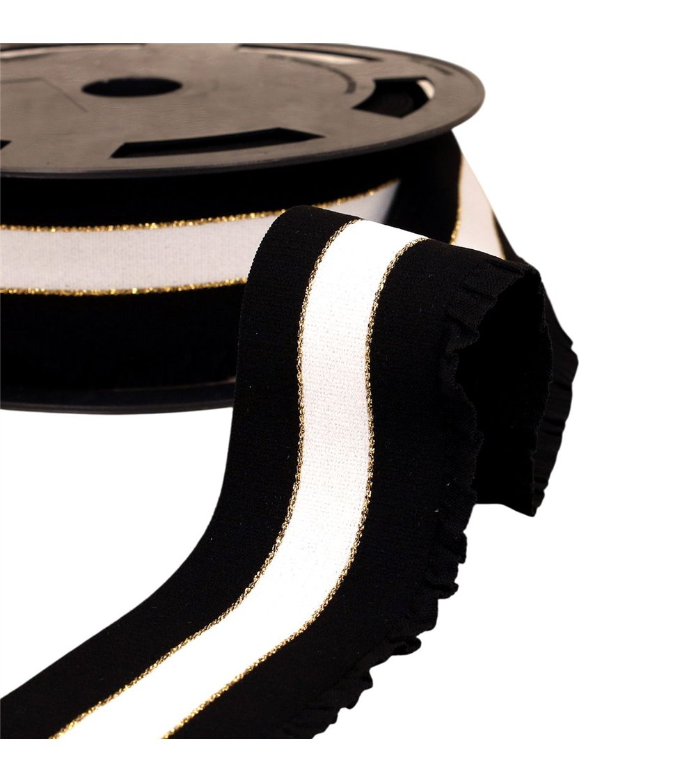 Bobine 10m élastique monte jupe bandes métal 60mm noir