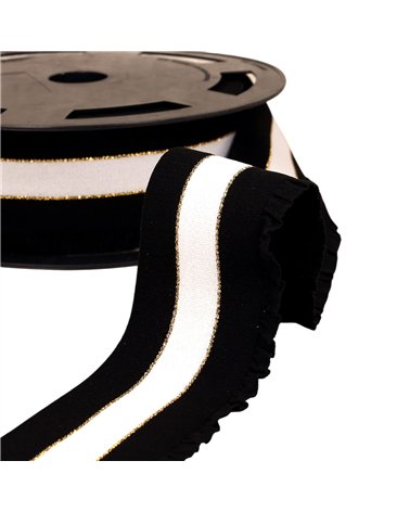 Bobine 10m élastique monte jupe bandes métal 60mm noir