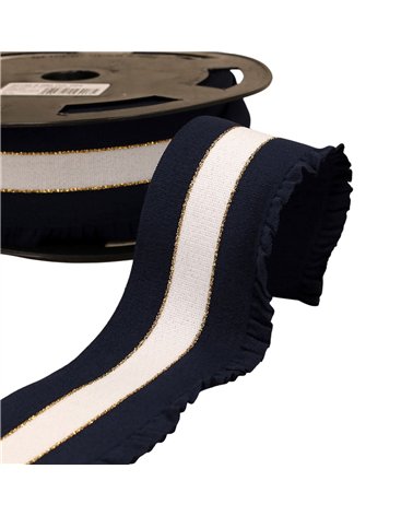 Bobine 10m élastique monte jupe bandes métal 60mm bleu marine