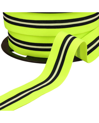 Bobina elastica bicolore da 20 mt con bordatura centrale giallo fluo da 32 mm