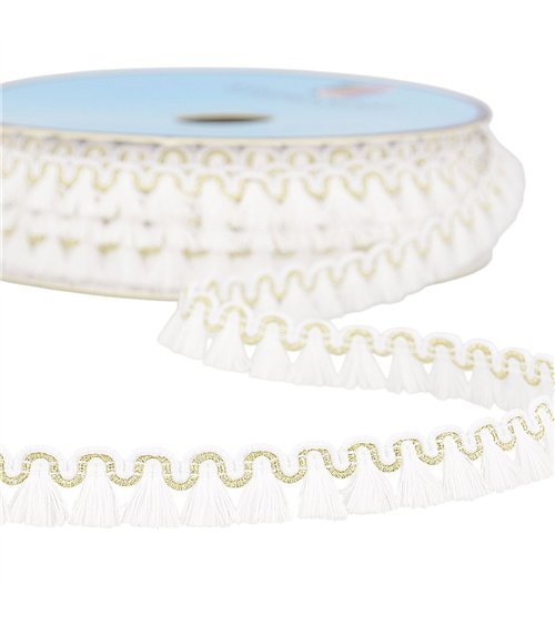 Bobine 25m galon franges 12mm blanc