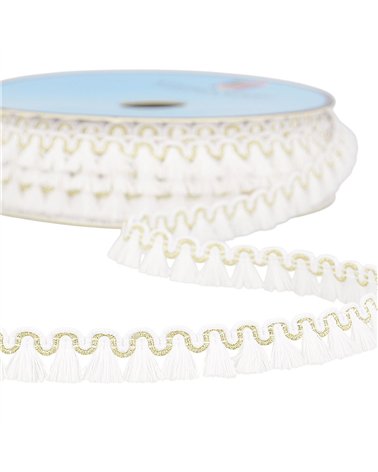 Bobine 25m galon franges 12mm blanc