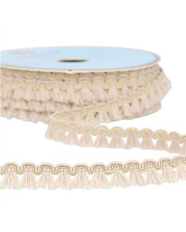Bobine 25m galon franges 12mm beige
