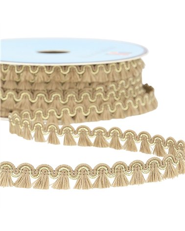 Bobine 25m galon franges 12mm taupe