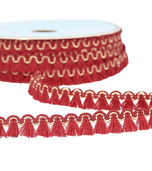 25m spool with 12mm burgundy fringe braid