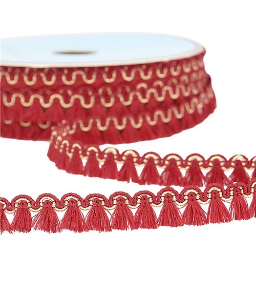Bobine 25m galon franges 12mm bourgogne