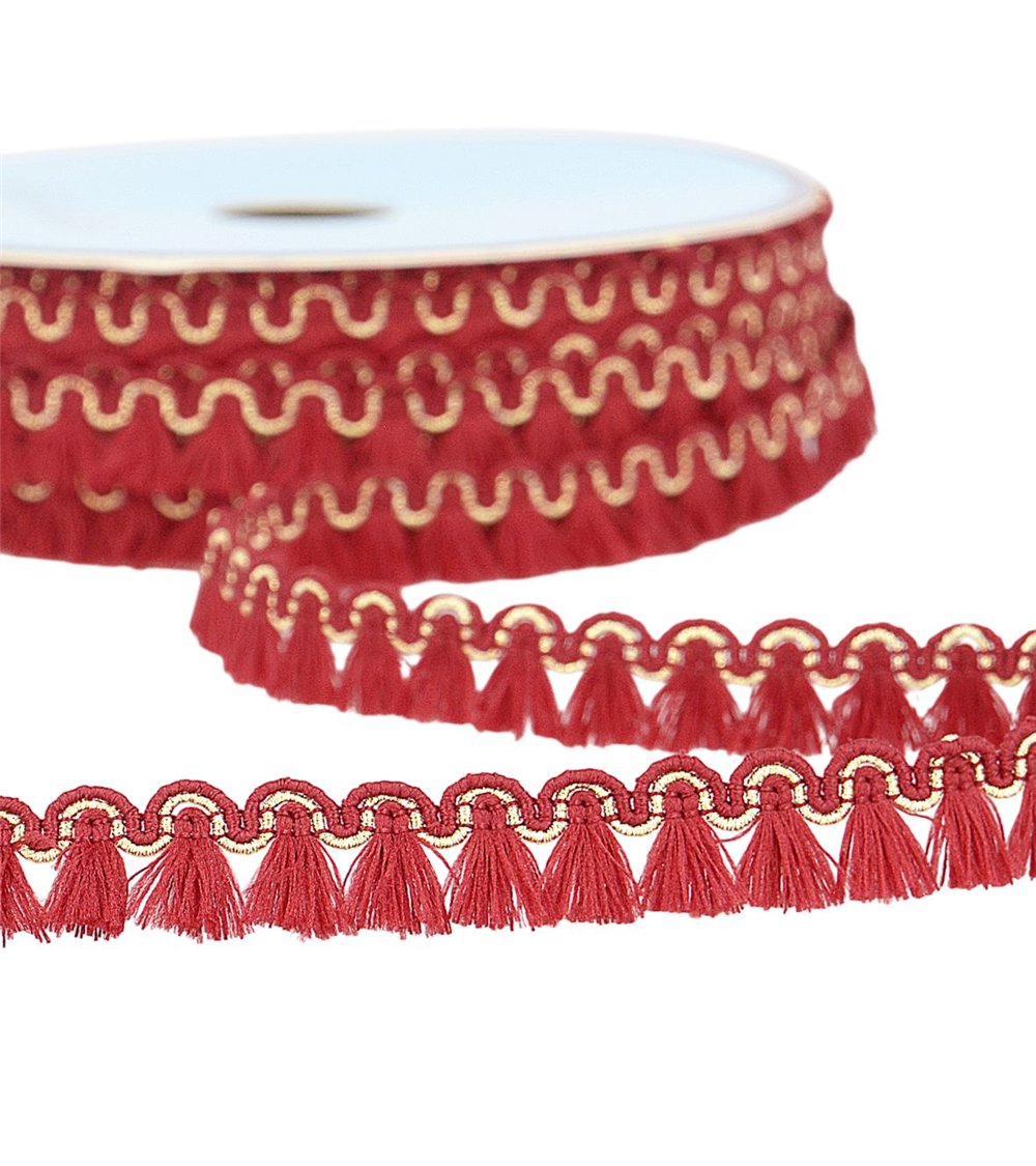 Bobine 25m galon franges 12mm bourgogne
