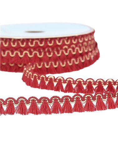 Bobine 25m galon franges 12mm bourgogne