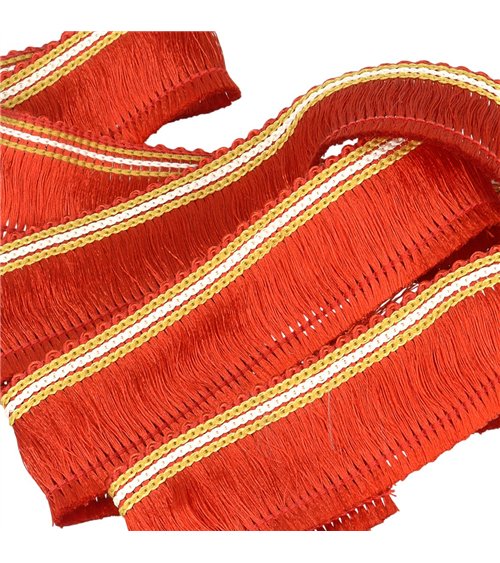Bobine 25m galon franges 30mm rouge