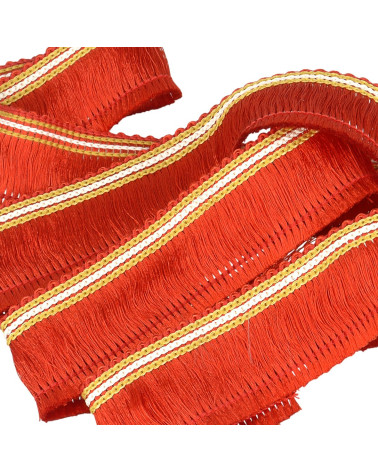 Bobina de 25m con trenza de flecos rojos de 30mm