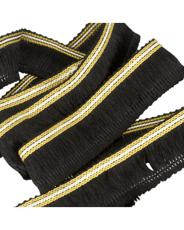 Bobina da 25 m con treccia frangiata nera da 30 mm