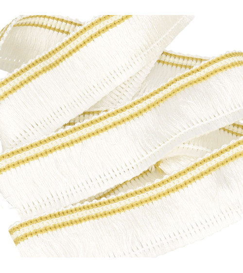 Bobina da 25 m con treccia frangiata ecru da 30 mm