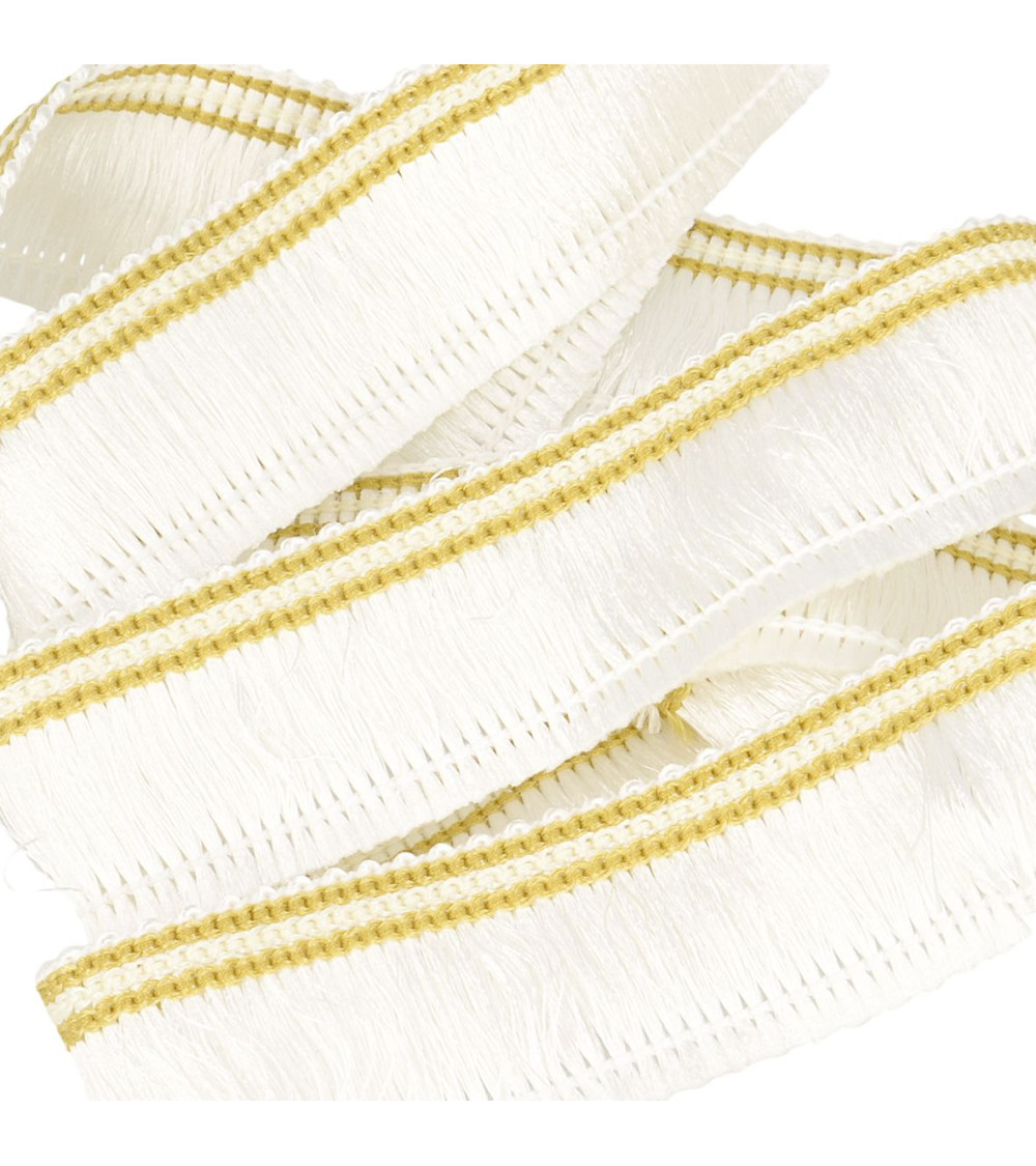 Bobina da 25 m con treccia frangiata ecru da 30 mm