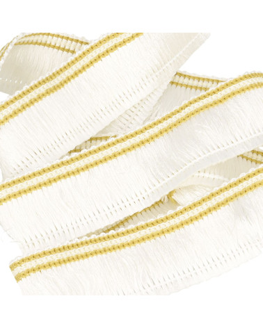 Bobina da 25 m con treccia frangiata ecru da 30 mm