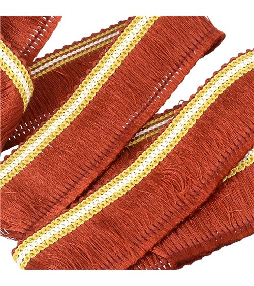 Bobine 25m galon franges 30mm bordeaux