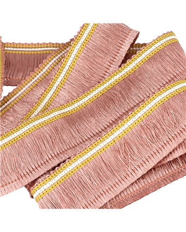 Bobine 25m galon franges 30mm vieux rose