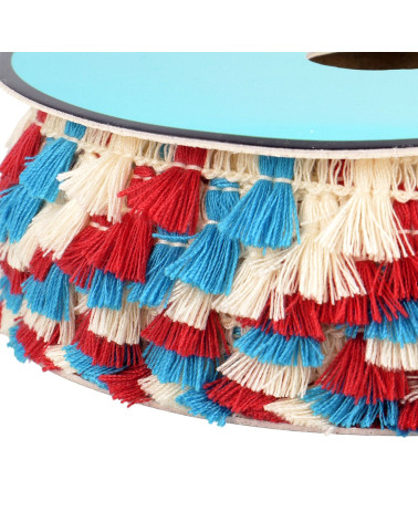 Frangia pompon multicolore 15 mm ecru al metro