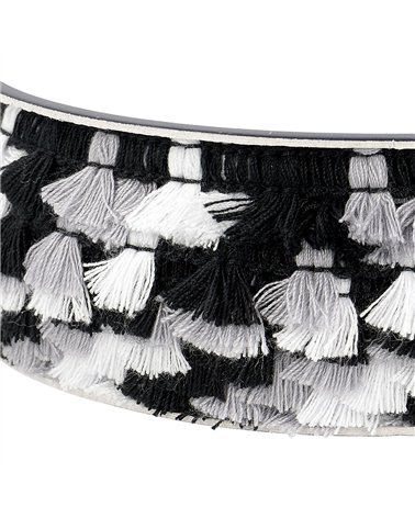 Frange pompons multicolore 15mm noir blanc au mètre