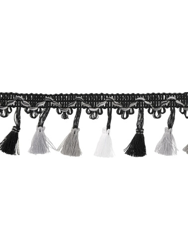 Multicolored pompom fringe 45mm multicolor by the meter