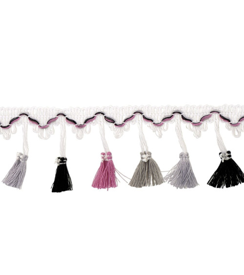 Mehrfarbige Pomponfransen 45 mm mehrfarbig pro Meter