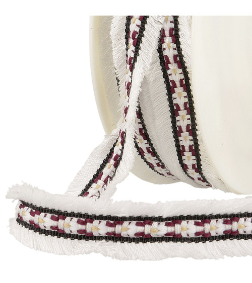Double fringe 25mm white per meter
