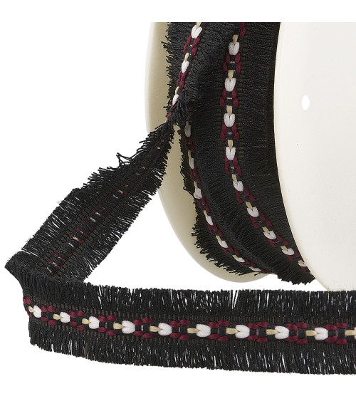 Double fringe 25mm black per meter