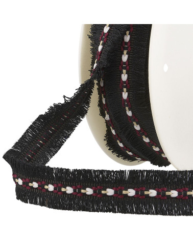 Double fringe 25mm black per meter