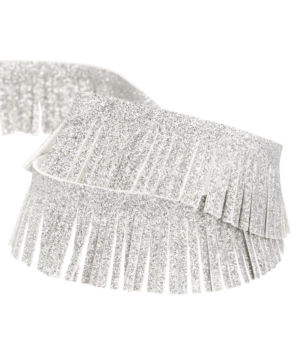 Metallic fringe 30mm silver per meter