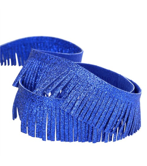Frange métallique 30mm bleu roi au mètre