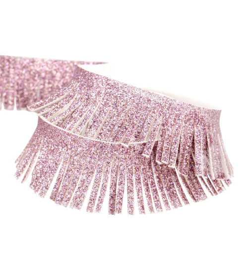 Metallic fringe 30mm old pink per meter
