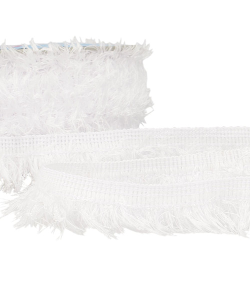 Fluffy fringe 40mm white per meter