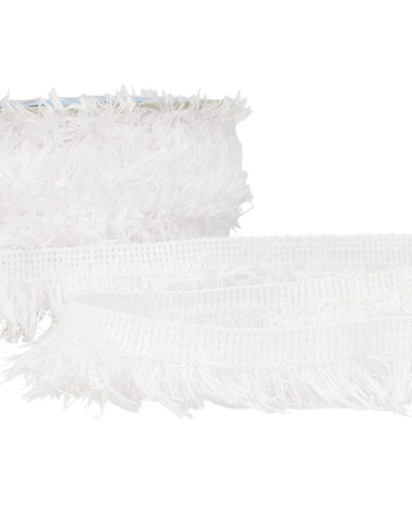 Fluffy fringe 40mm white per meter