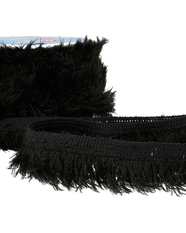 Fluffy fringe 40mm black per meter
