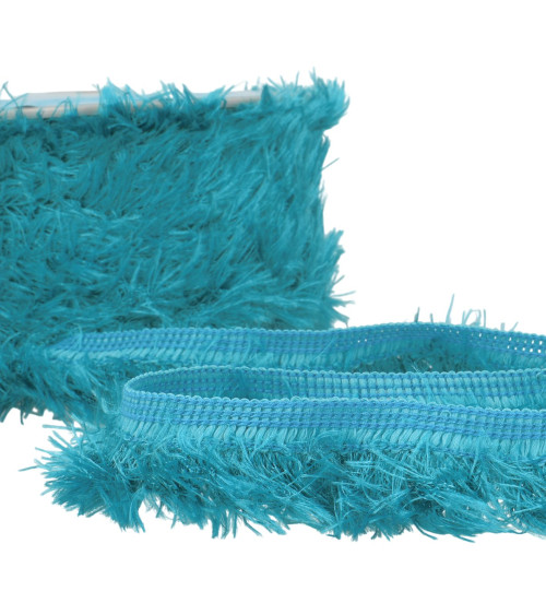 Fluffy fringe 40mm steel blue per meter