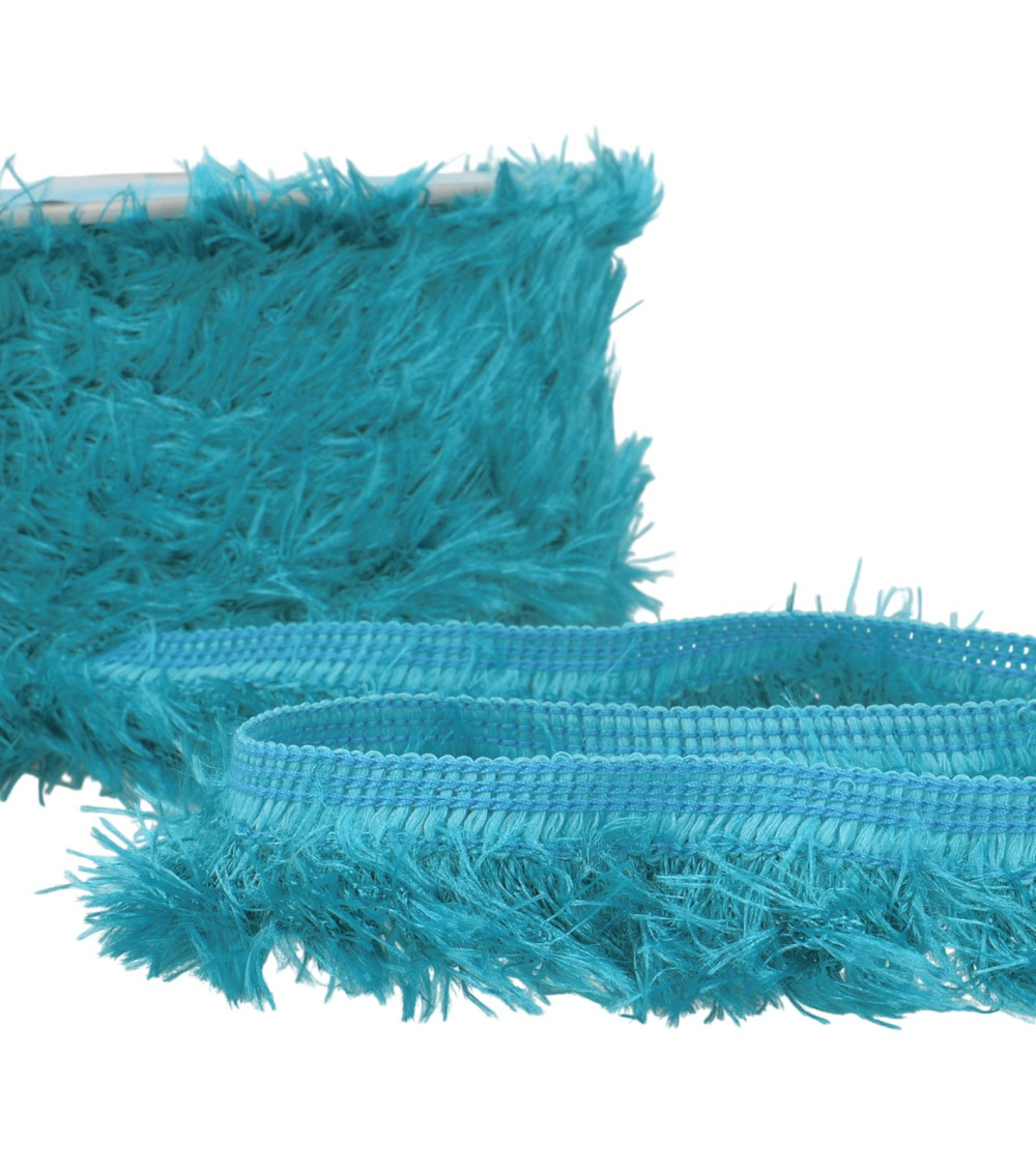 Fluffy fringe 40mm steel blue per meter