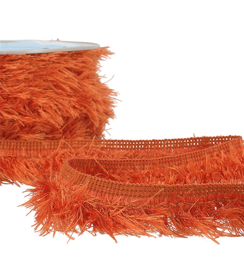 Frange fluffy 40mm rouille au mètre