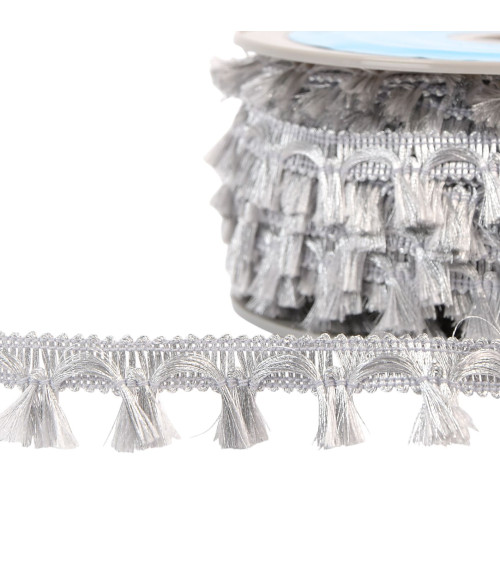 Silver mottled metal fringe 21mm per meter