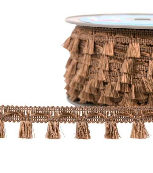 Heathered metal fringe 21mm rust per meter