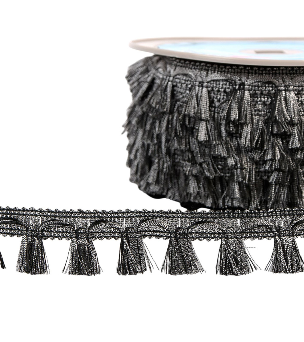 Silver mottled metal fringe 21mm per meter