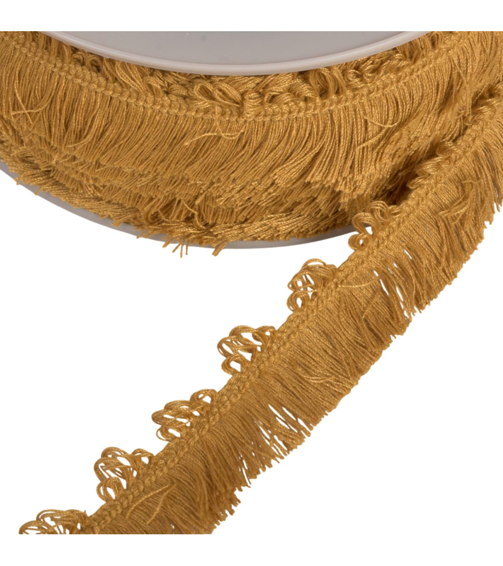 25mm mustard picot fringe per meter