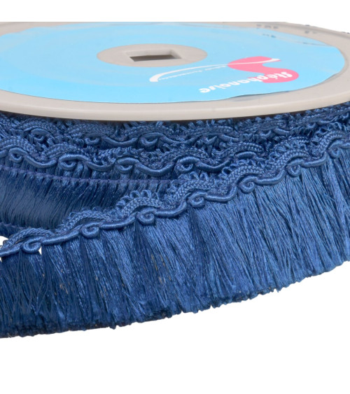 Fransen mit Wellenborte, 34 mm, Marineblau, pro Meter