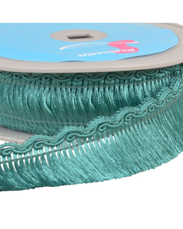 Fringe with scalloped braid 34mm khaki green per meter