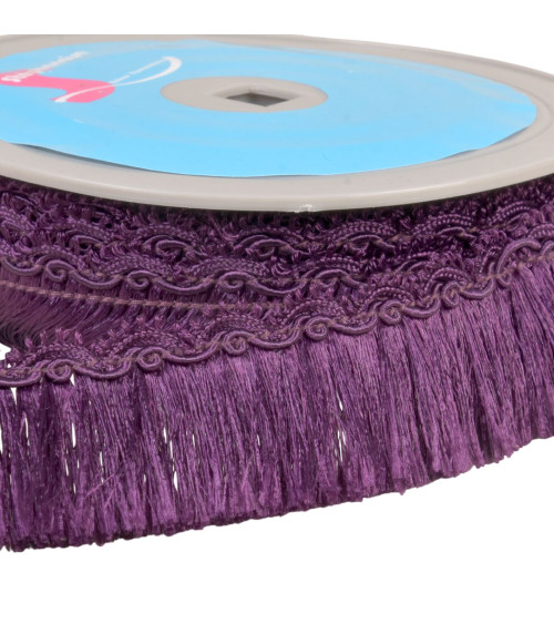 Fringe with scalloped braid 34mm purple per meter