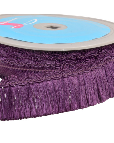 Fleco con trenza festoneada 34mm morado por metro