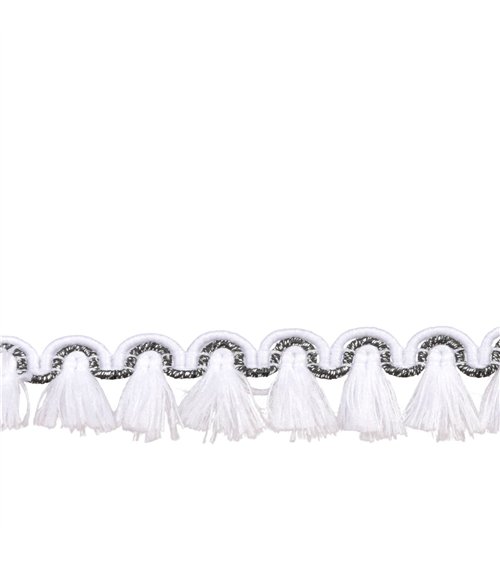 Frange flochettes 12mm blanc au mètre